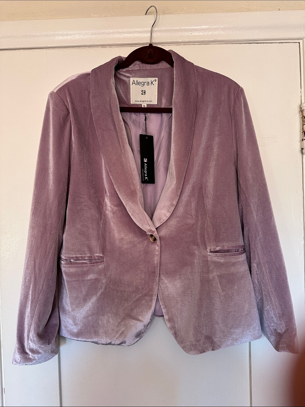 NWT’s Allegra K Dusty Lilac Velvet Blazer Jacket Size XL